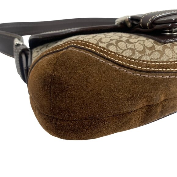 Y2K COACH F10925 Soho Brown Signature Canvas Suede Leather Shoulder Bag +Tag EUC - Picture 7 of 16